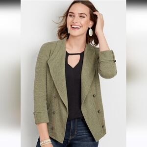 Maurcies Solid Cascade Front Military Cardigan
